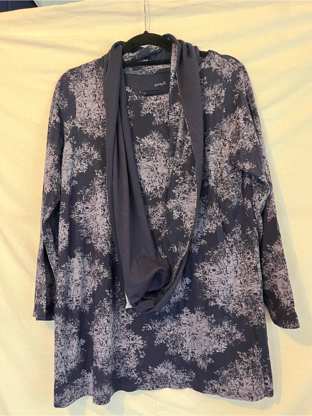 Deep indigo and lavender floral tunic from J. Jill.